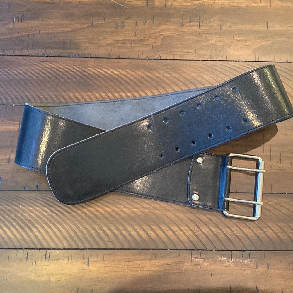 Big black leather belt